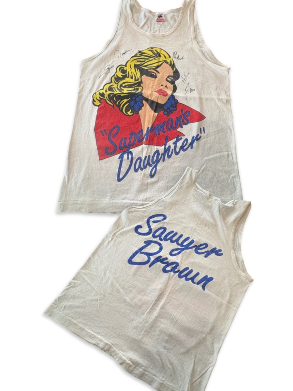 Rare Vintage 90s Sawyer Brown Signed Band Tank Top Superman’s Daughter M - Picture 5 of 17